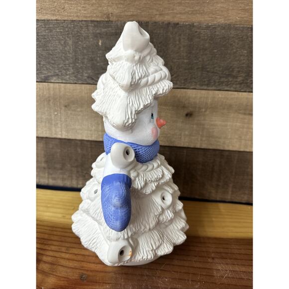 Whimsical Snowman Christmas Tree Handpainted Ceramic Bisque 11” - Picture 2 of 6